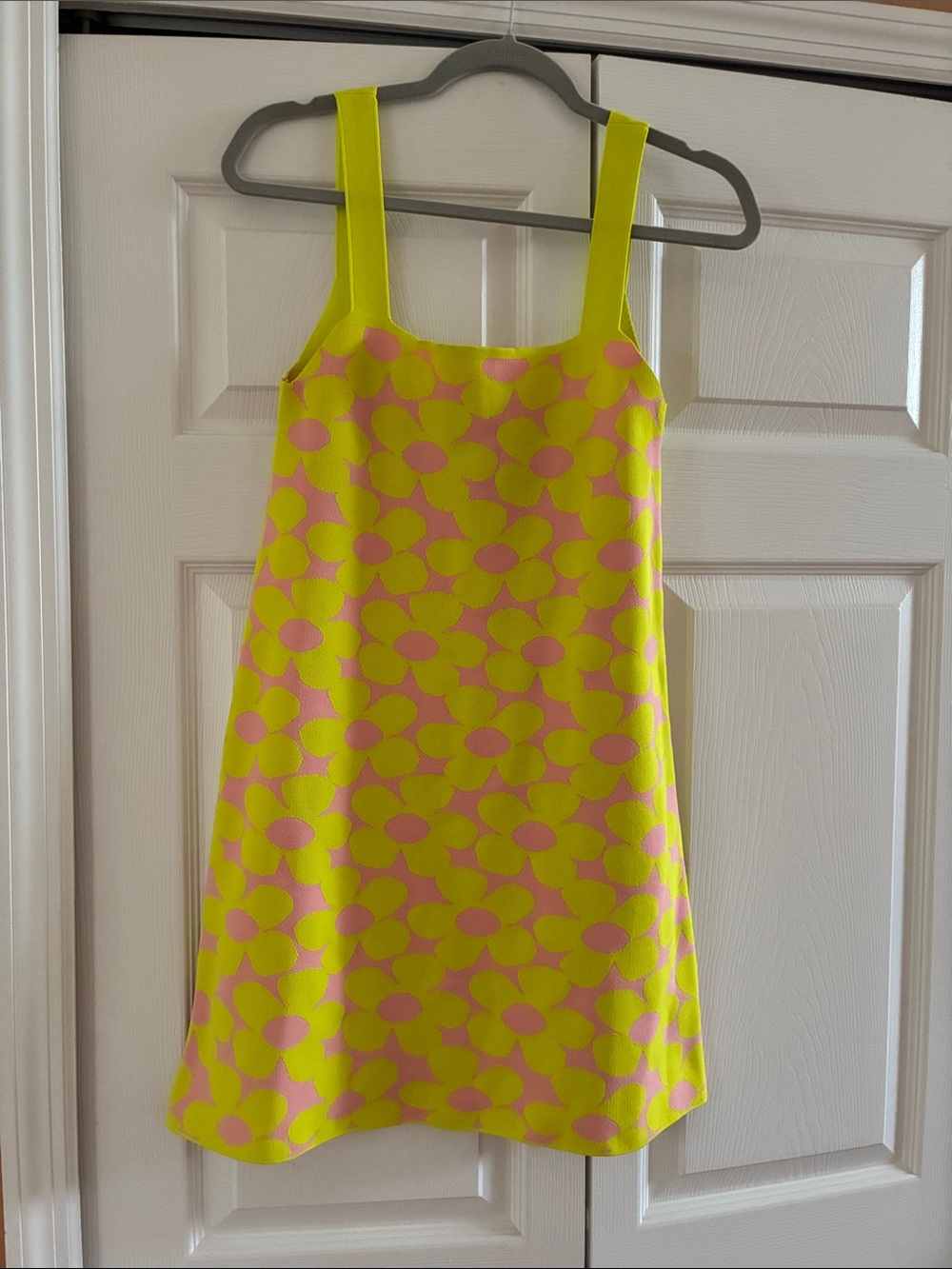 Zara Neon Yellow & Pink Floral Shift Dress